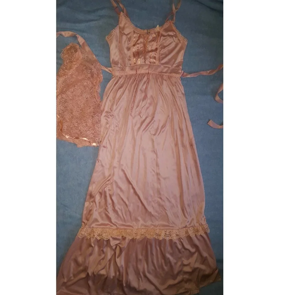 Vintage 1970s ILGWU Maxi Dress with Lace Bolero - Picture 1 of 9